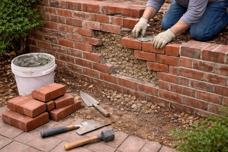 Brick Retaining Wall Repair in Summerville, SC